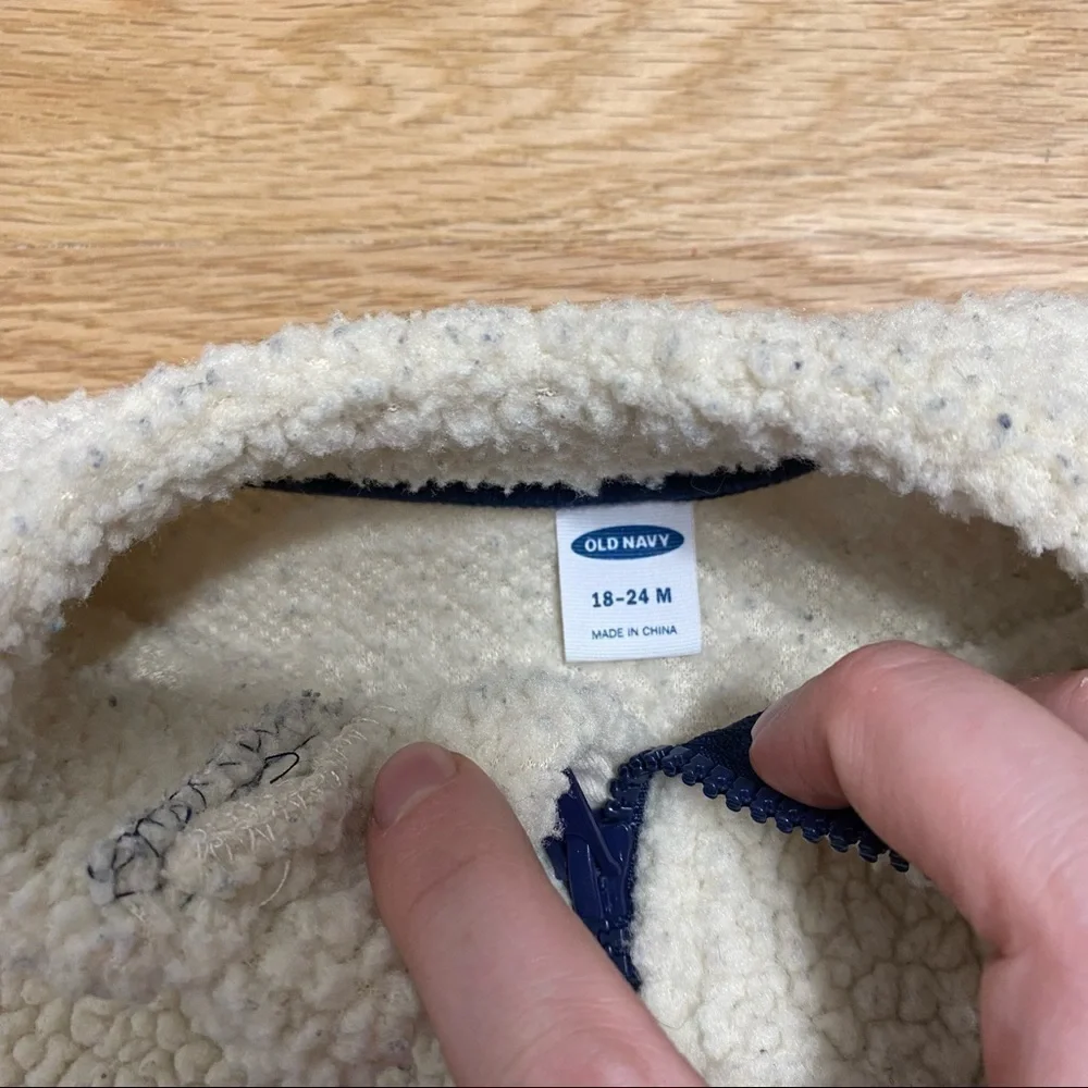 Old Navy Teddy Sweatshirt Jacket 18-24 mos White Blue
